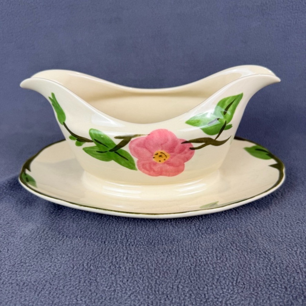 Franciscan Desert Rose Gravy Boat Attached Underplate Pink Floral China